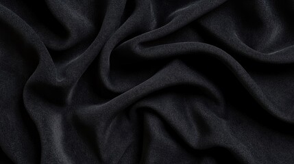 Fototapeta premium Draped Black Fabric Texture Elegant Dark Textile Background