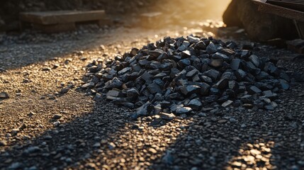 Construction Aggregate Pile  Crushed Stone  Gravel  Rocks