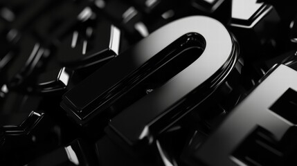 Abstract Black Glossy Letters Background