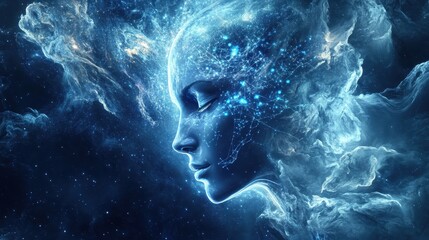 Cosmic Woman  Abstract Nebula Portrait