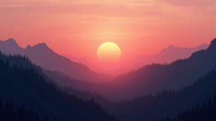 Fototapeta premium Dawn's Grandeur: The Sunrise Over Towering Peaks