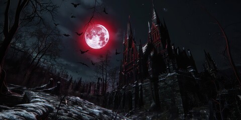 Obraz premium Blood moon dark night landscape