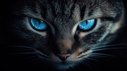 Cat portrait blue eyes close up