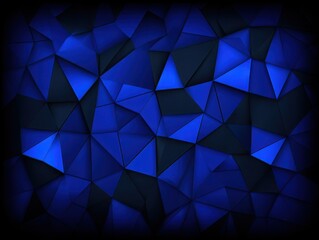 Obraz premium A geometric pattern of blue triangular shapes creates a visually striking abstract design with varying shades and textures.