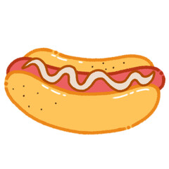 illustration of hot dog with mayo on top