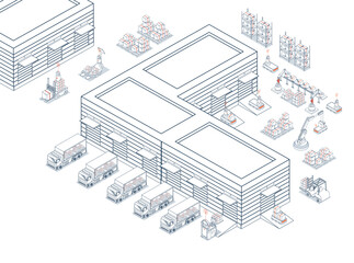 Smart logistics combines warehouse management with wireless technology and automated robots AGVs and AMRs for efficient material handling.