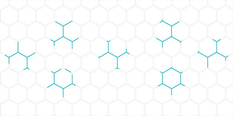 Seamless blue geometric pattern design with hexagonal honeycomb shapes