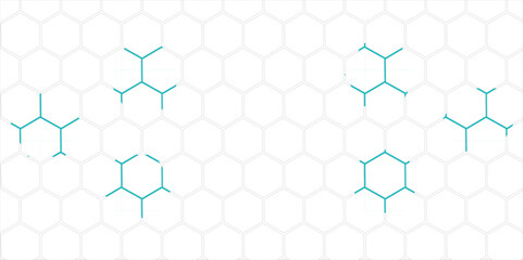 Seamless blue hexagonal pattern design with a 3D honeycomb texture