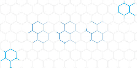 Seamless blue hexagon pattern with a honeycomb design