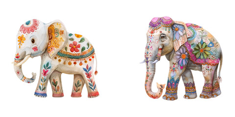india elephant holi decorated watercolor vector illustration
