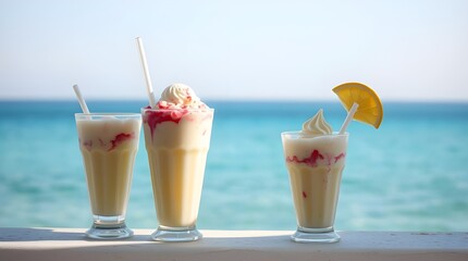 falood drinks with ice cream , in the beach 
