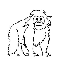 Coloring Line Art Orangutan Indonesian Endemic Animal for Wildlife Conservation, Biodiversity Education, and Jungle Fauna Illustration