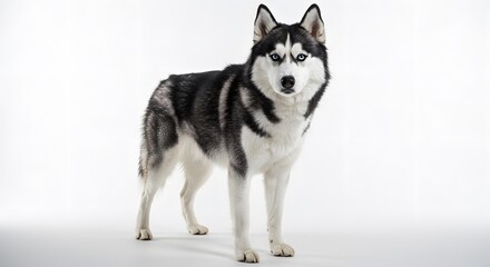 siberian husky dog ​​standing on white background