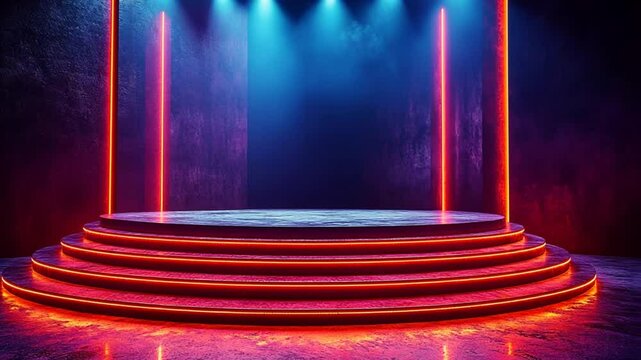 stage with red carpet and spotlight