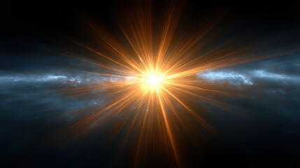Spectacular sunburst, a breathtaking display of light in the sky radiant