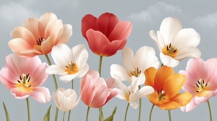 A burst of spring color, vibrant tulips in full bloom create breathtaking display