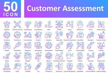 Customer Assessment Icon Collection and Symple Concept Outline Gradient