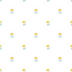 Seamless Pattern of Yellow Flowers on a Clean White Background
