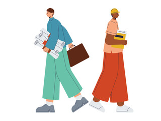 People walking around in the office. Busy People illustration. Flat vector illustration concept.