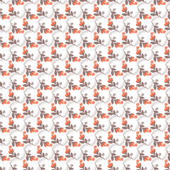 Seamless Pattern of Floral Autum Leaves with Delicate Orange Detail