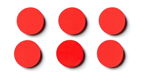 Six red circles on white background