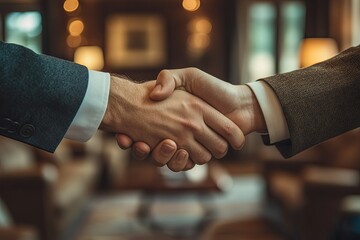 Two men shaking hands in formal business agreement