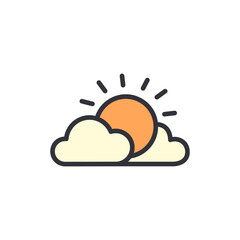Sun and cloud colored icons, minimalist vector illustration ,simple transparent graphic element .Isolated on white background