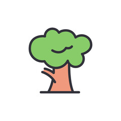 Tree colored icons, minimalist vector illustration ,simple transparent graphic element .Isolated on white background