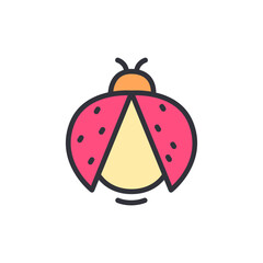 Ladybug colored icons, minimalist vector illustration ,simple transparent graphic element .Isolated on white background