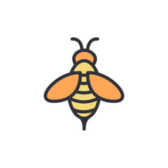 Bee colored icons, minimalist vector illustration ,simple transparent graphic element .Isolated on white background