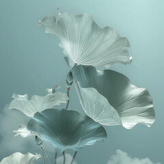 white lily on blue background