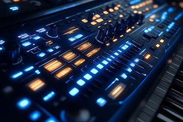 Illuminated Synthesizer Keyboard Control Panel Detail