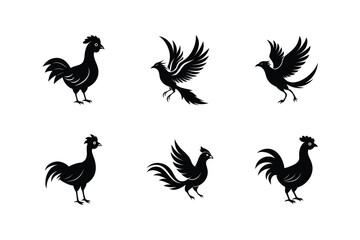 Obraz premium Andean Cock-of-the-rock bird, silhouette vector illustration