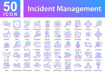 Incident Management Icon Collection and Symple Concept Outline Gradient