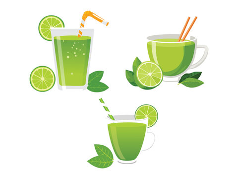 vector illustration of a thai drink Cha Manao (Thai Lime Tea)