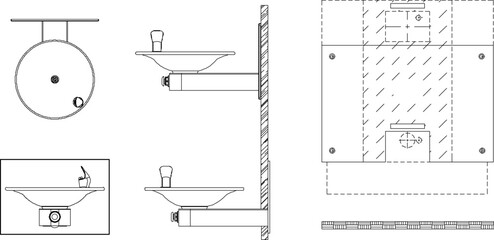 vector sketch illustration silhouette design Drinking Fountains for drinking in public places such as fields and parks 