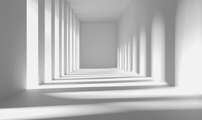 White Corridor with Sunlight Shadows