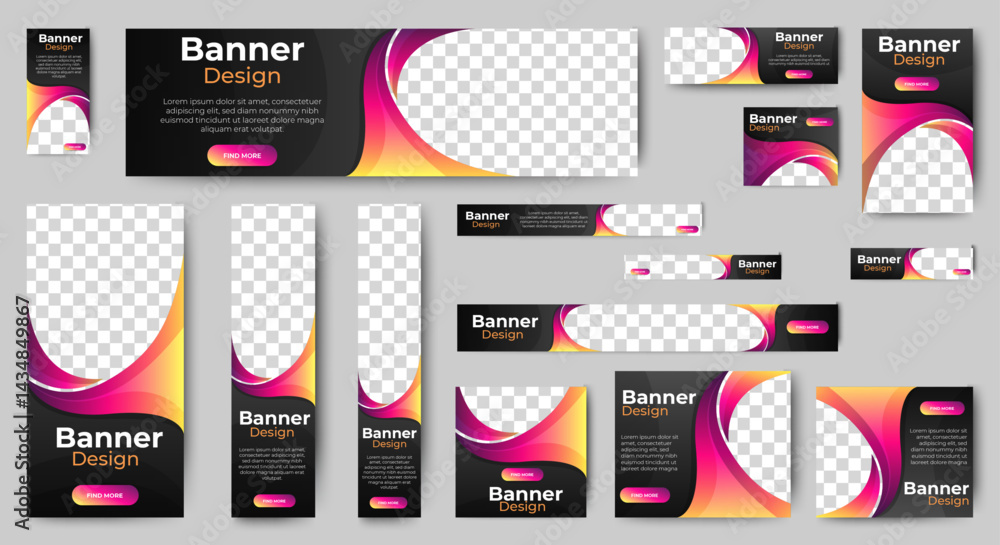 Canvas Prints business banner set for web display ads template. vector