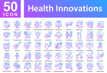 Health Innovations Icon Collection and Symple Concept Outline Gradient