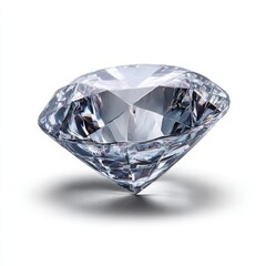 Brilliant cut diamond gemstone isolated on white background