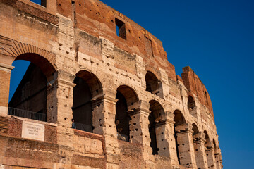 Obraz premium The Colosseum is an elliptical amphitheatre in the centre of the city of Rome, Italy, just east of the Roman Forum. It is the largest ancient amphitheatre ever built, and is still the largest standing