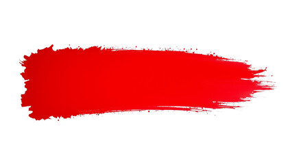 Vibrant red paint stroke on a white background.