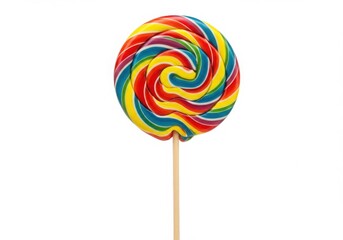Colorful lollipop spiral candy isolated on white background