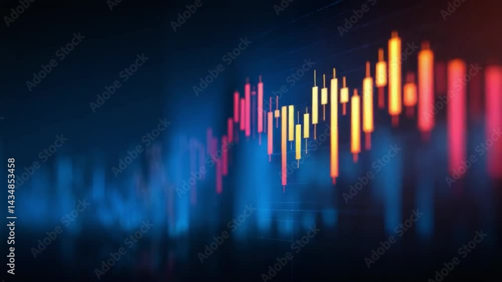 Poster financial graph: a dynamic financial graph displaying fluctuating market data, illuminated with vibr