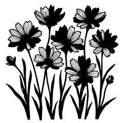 Elegant monochromatic floral arrangement showcasing detailed vector illustration