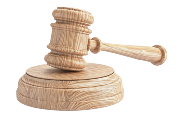 Wooden Gavel: Symbol of justice order and legal authority in judicial settings