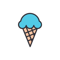 Ice cream colored icons, minimalist vector illustration ,simple transparent graphic element .Isolated on white background