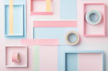 Minimal photo frame collage with pastel washi tape,