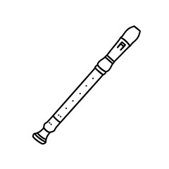 Flute Music Instrument Illustration Line Art for Band Performance, Concert Design, and Musical Education