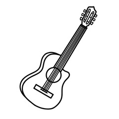 Fototapeta premium Guitar Acoustic Music Instrument Illustration Line Art for Band Performance, Concert Design, and Musical Education
